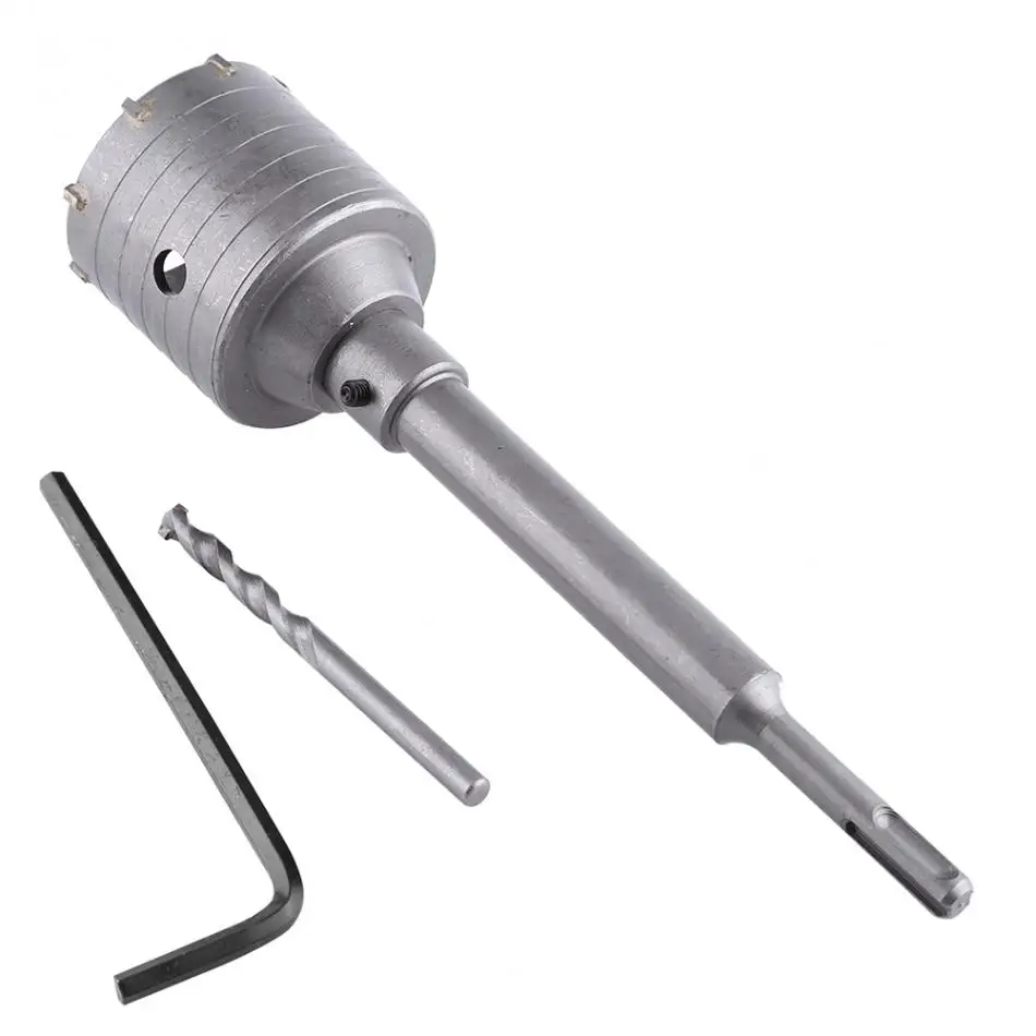 

65mm Concrete Drill Bit Wall Hole Saw Cutter Set Brick Cement Stone Holesaw 200mm Rod With Wrench Hot Sale