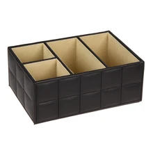 Pu Leather Storage Boxes Luxury For Remote Control Phone Cosmetic Make Up Container Office  Home Car Organizer Black