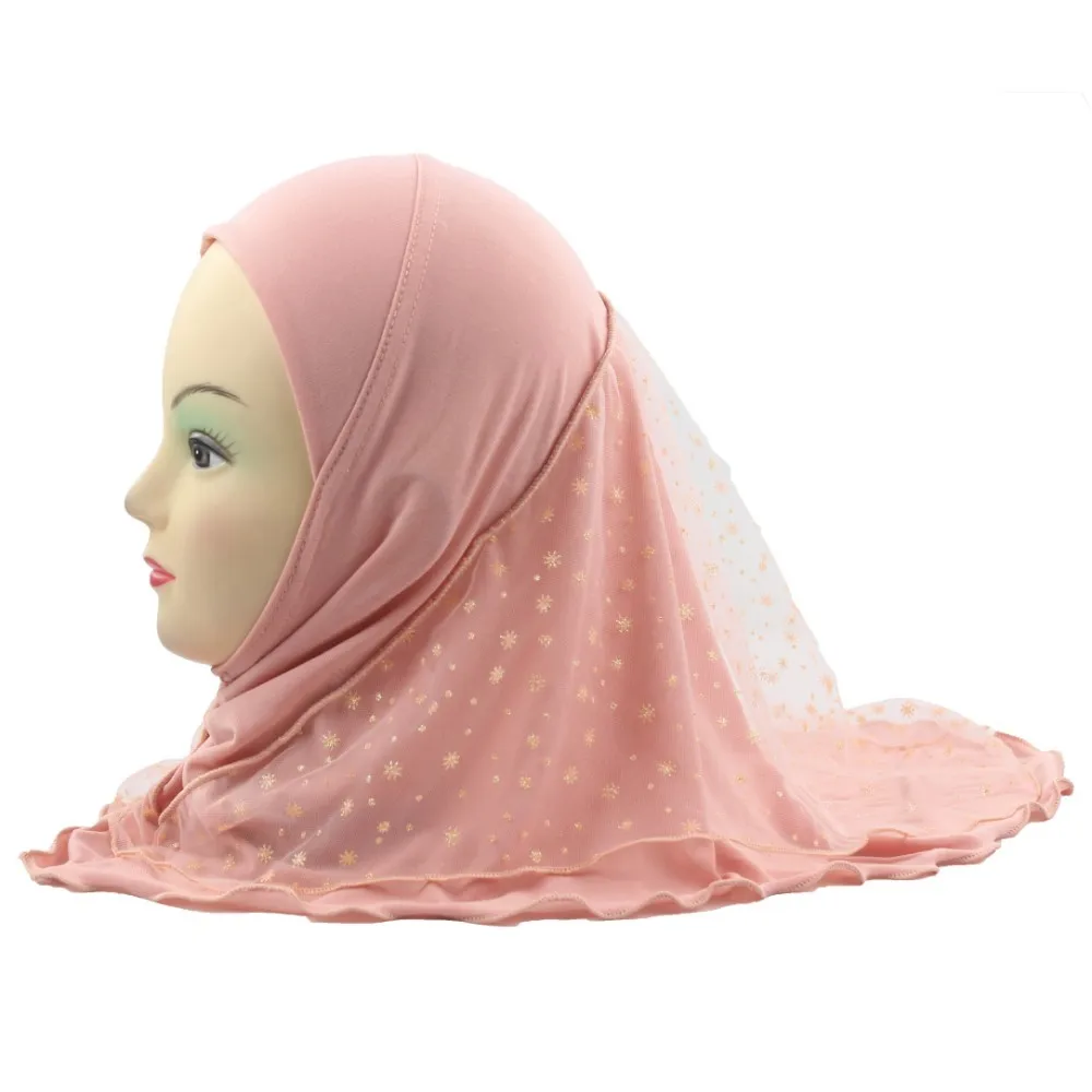 

10pcs Girls Kids Muslim Hijab Islamic Arab Scarf Shawls Beautiful Lace Snow Pattern for 2 to 7 years old Girls Wholesale