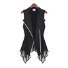 #0725 Summer Black Asymmetrical Chiffon Waistcoat For Women Vest Coat Sleeveless Jacket Plus Size Short Female Vest With Zipper ► Photo 3/4