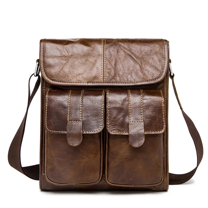 Винтажные мужские сумки из натуральной кожи crazy horse, модная сумка на плечо, деловая Ретро сумка из воловьей кожи, мужские сумки-мессенджеры, портфель