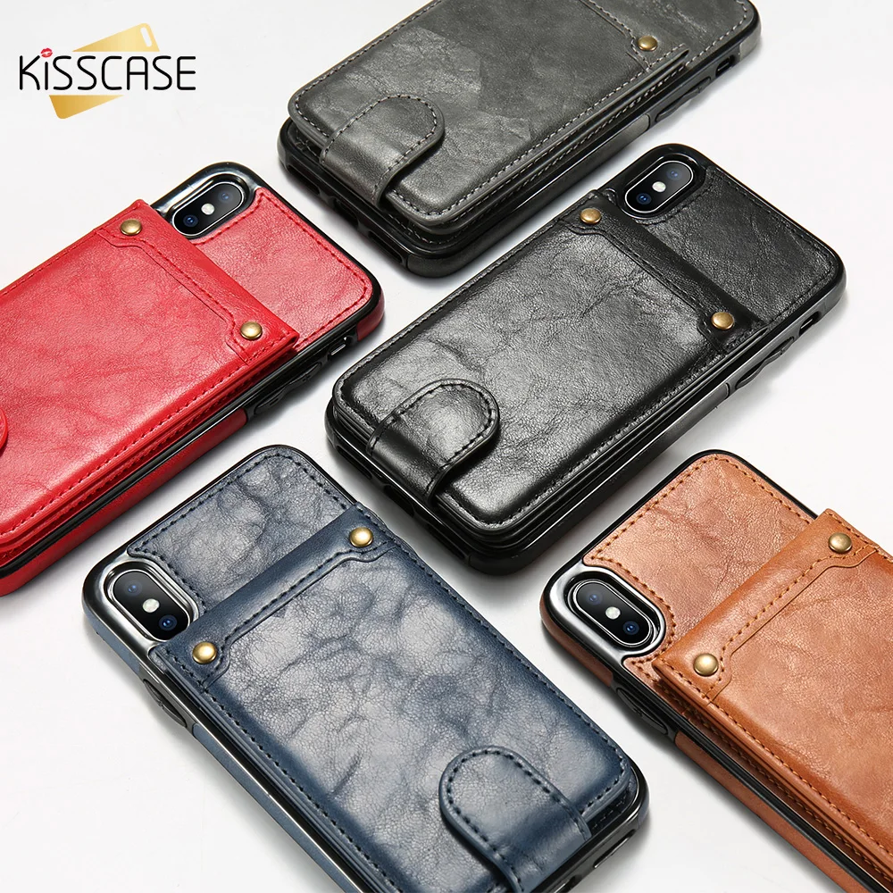 

KISSCASE PU Leather Case For iPhone X XS 7 8 Plus Card Pocket Wallet Cases For iPhone 6 6S 7 8 Plus X Back Cover Capinhas Capa