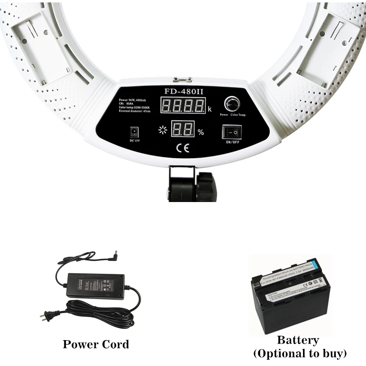 FD-480II 96W 5500K 480 светодиодный фотографический светильник, кольцевой светильник с регулируемой яркостью для видеостудии/камеры Фото/телефона, кольцевой светильник для фотосъемки