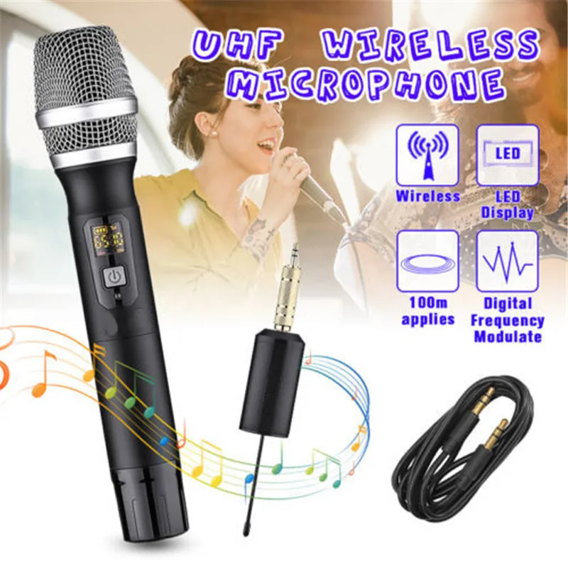 

UHF 25 Channel Wireless Handheld Microphone Mic System for Home KTV Karaoke Speech Mic Receiver 3.5mm Microphone