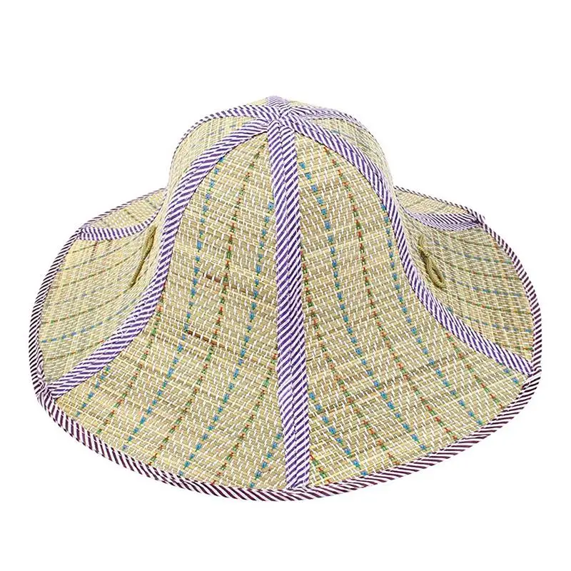 

Outdoor Fishing Beach Wide Brim Summer Sun Foldable Straw Hat Purple