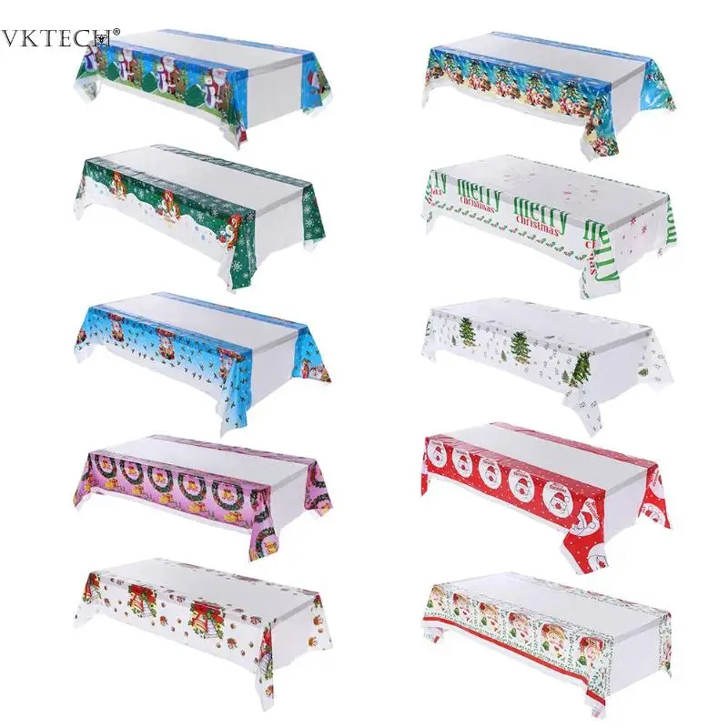 

Rectangle Christmas Tablecloth Disposable PVC Table Cloth Table Mat for Christmas Decoation Home New Year Party Supplies