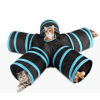

4/5 Holes 2 Colors Foldable Pet Cat Tunnel Indoor Outdoor Pet Cat Training Toy for Cat Rabbit Animal Play Tunnel Tube T-joint 27