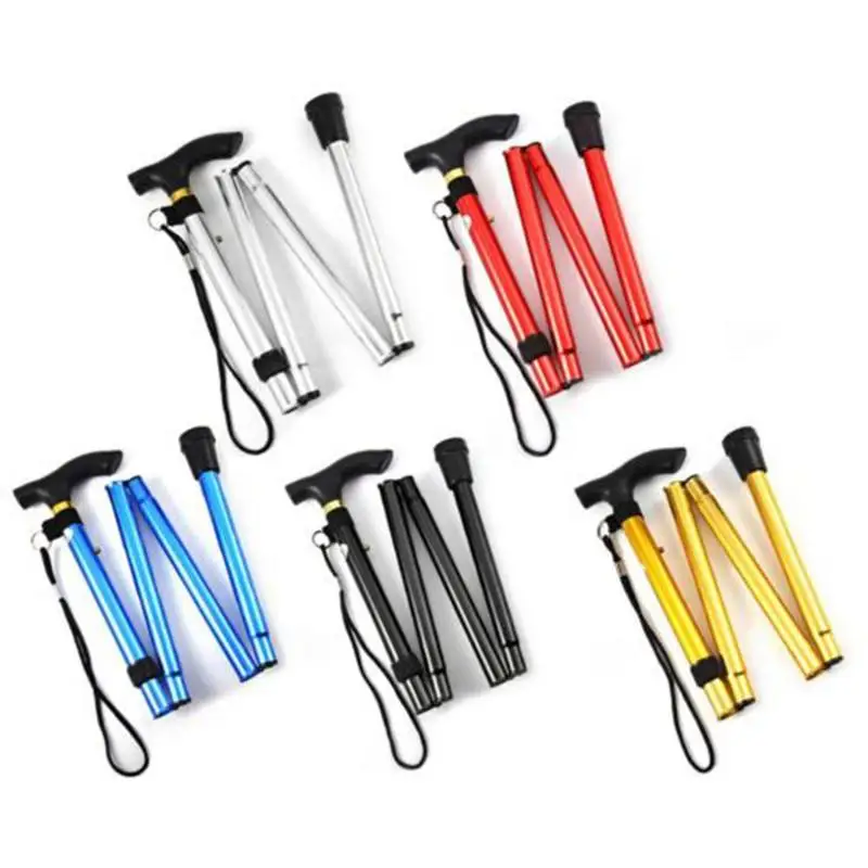 Bastón senderismo Trekking rastro ultraligero 4-sección ajustable bastones de aleación de aluminio plegable bastón de Palos Bastón senderismo Trekking rastro ultraligero 4-sección ajustable bastones de aleación de aluminio plegable bastón de Palos