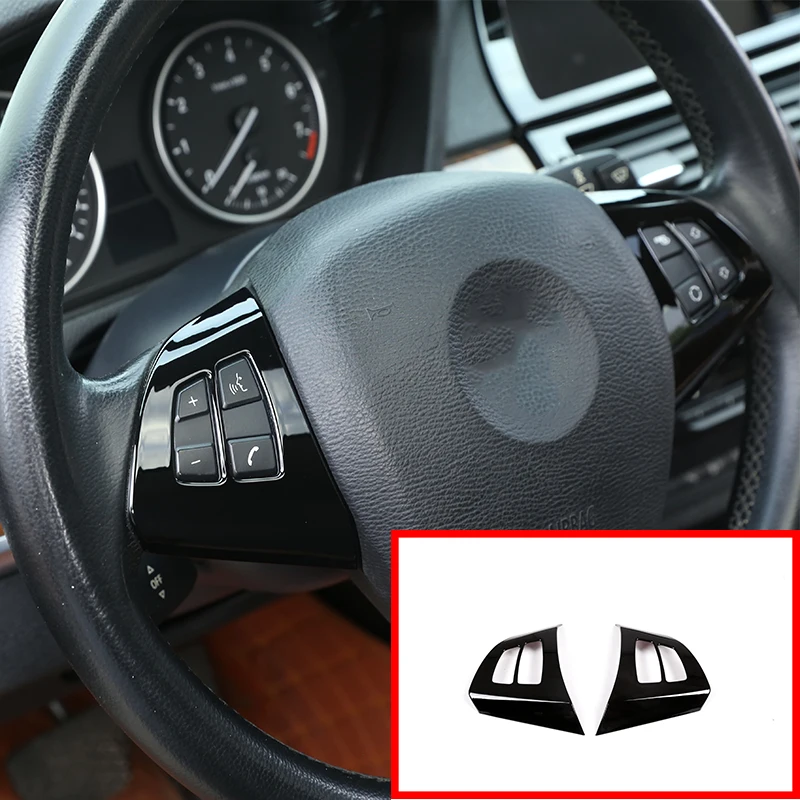 ForBMWX5SteeringWheelButtonDecorationPanelFrameABSPianoBlack