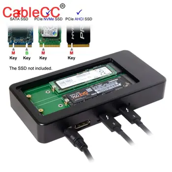

Cablecc Dual NVME AHCI NGFF M-key SSD to Thunderbolt 3 Raid Docking & Displayport Cartridge 40Gbps to Type-C Converter Adapter