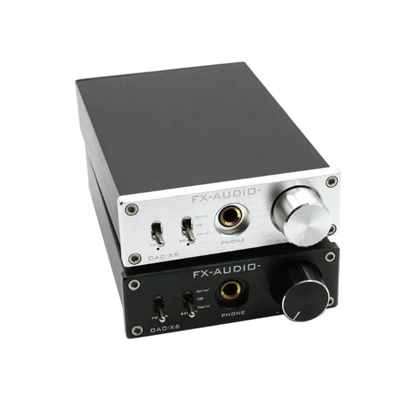 

Silver/Black FX-Audio DAC-X6 HiFi Optical Coaxial USB Digital Audio Amplifier DAC Decoder With 12V Power Supply