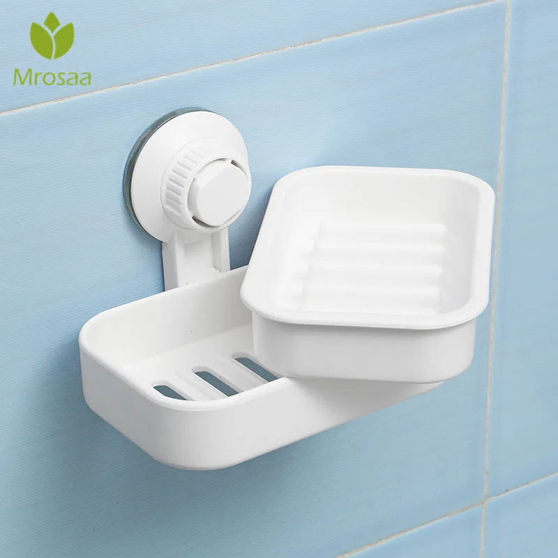

High Quality Bathroom Lavatory Soap Box Draining Double-layer Soap Dishes Powerful Suction Cup Wall Mounted Soap Tray Holder