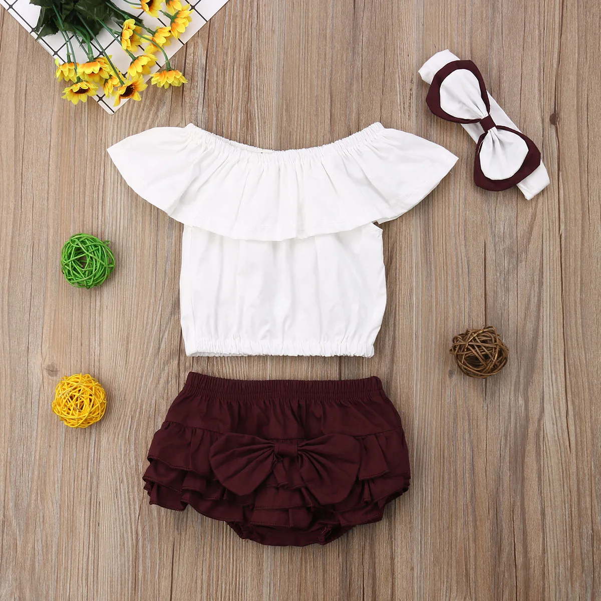 Summer Toddler Kids Baby Girls Clothes Set Off Shoulder