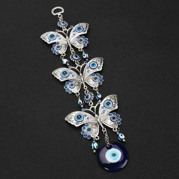 

Blue Glaze Glass Butterfly Charms Pendants Turkish Lucky Protection Evil Eyes Amulet Wall Hanging Ornament Car Home Decoration