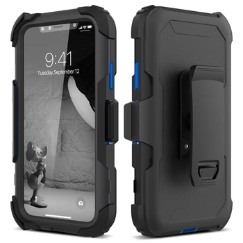 

3 in 1 Phone Case For iphone 11 pro X Xs Max 7 8 6 6s Plus Cover Belt Clip Running Sport Shockproof Protective Hard Cover capa