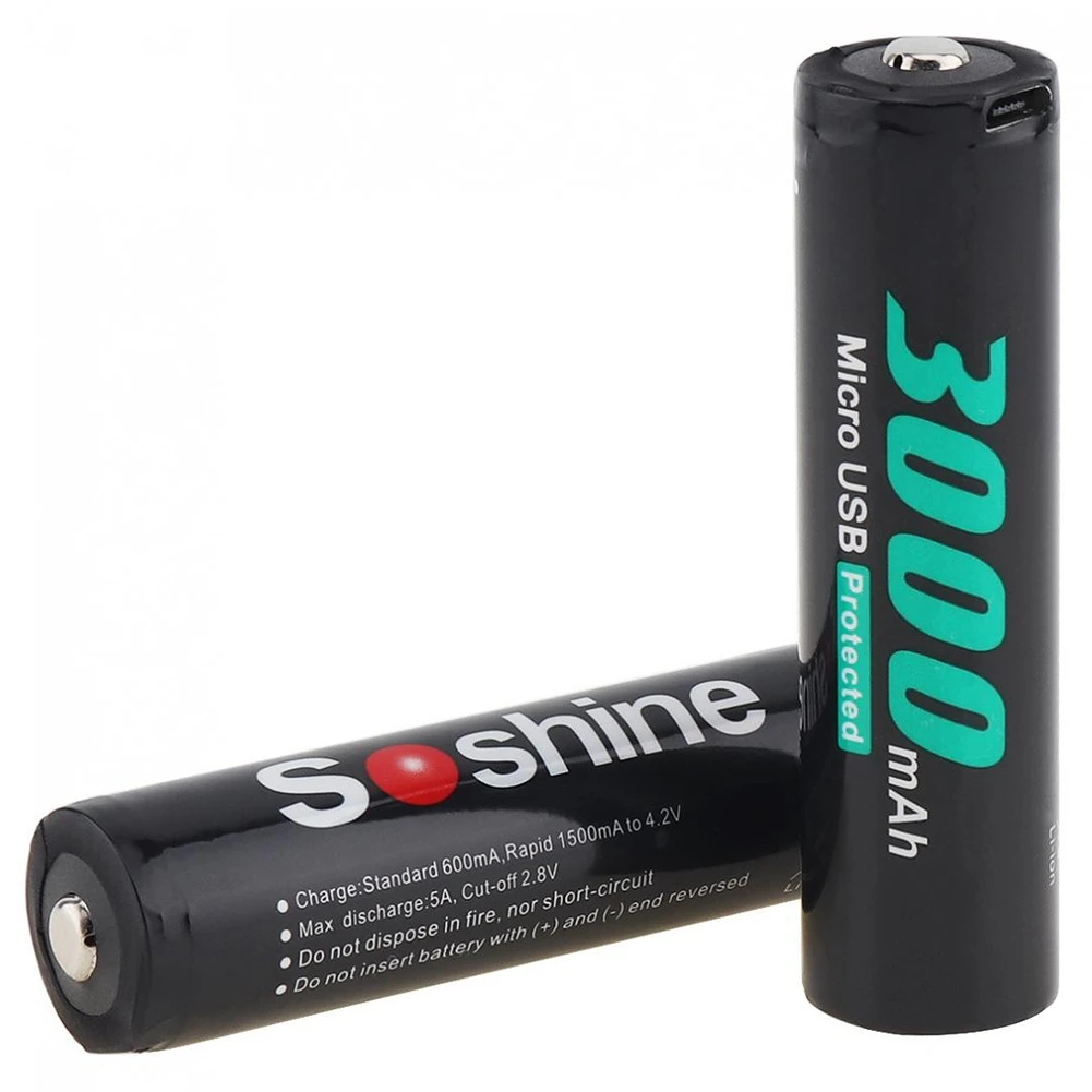 

MOCH-Soshine 2Pcs Ncr 18650 Li-Ion 3.7V 11.1Wh 3000Mah Rechargeable Battery With Micro-Usb Protected For Flashlight / head lig