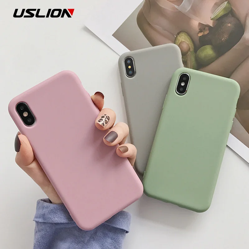 USLION الحلوى اللون الهاتف حقيبة لهاتف أي فون XS ماكس XR XS X 8 زائد بسيط عادي غطاء سيليكون لفون 6 6 S 7 زائد لينة TPU حالة USLION الحلوى اللون الهاتف حقيبة لهاتف أي فون XS ماكس XR XS X 8 زائد بسيط عادي غطاء سيليكون لفون 6 6 S 7 زائد لينة TPU حالة