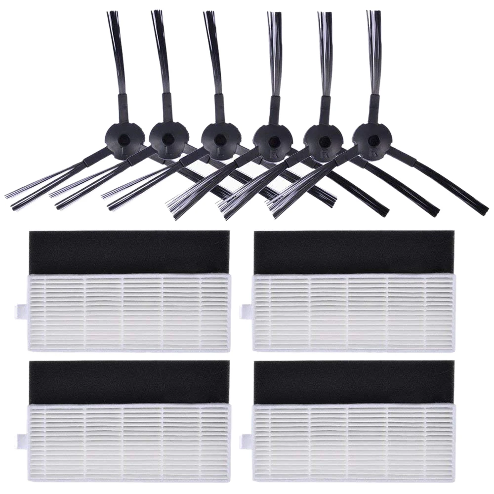 

Replacement Filter & Side Brush Kit for ILIFE A6 A4 A4s Robot Vacuum Cleaner (Includes 6 Side Brushes + 4 set Filters)