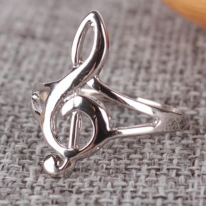 

Women Musical note Student Anime Hollow Out Popular Men Temperament Ring Cartoon Fashion 1PC Note non-mainstream