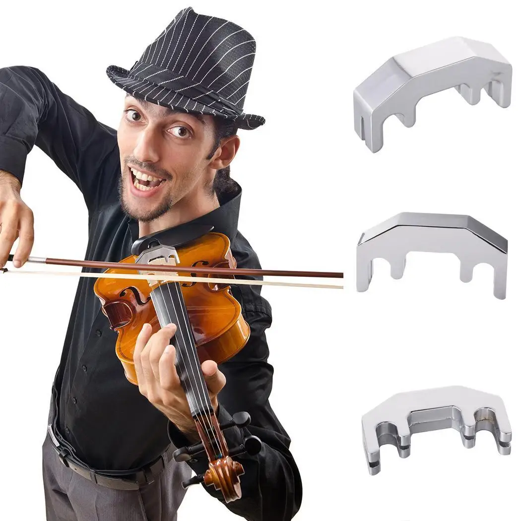 

New Mini Violin Practice Mute Metal Silver Fiddle Silent Silencer Wholesale Violin metal muffler Violin Parts & Accessories