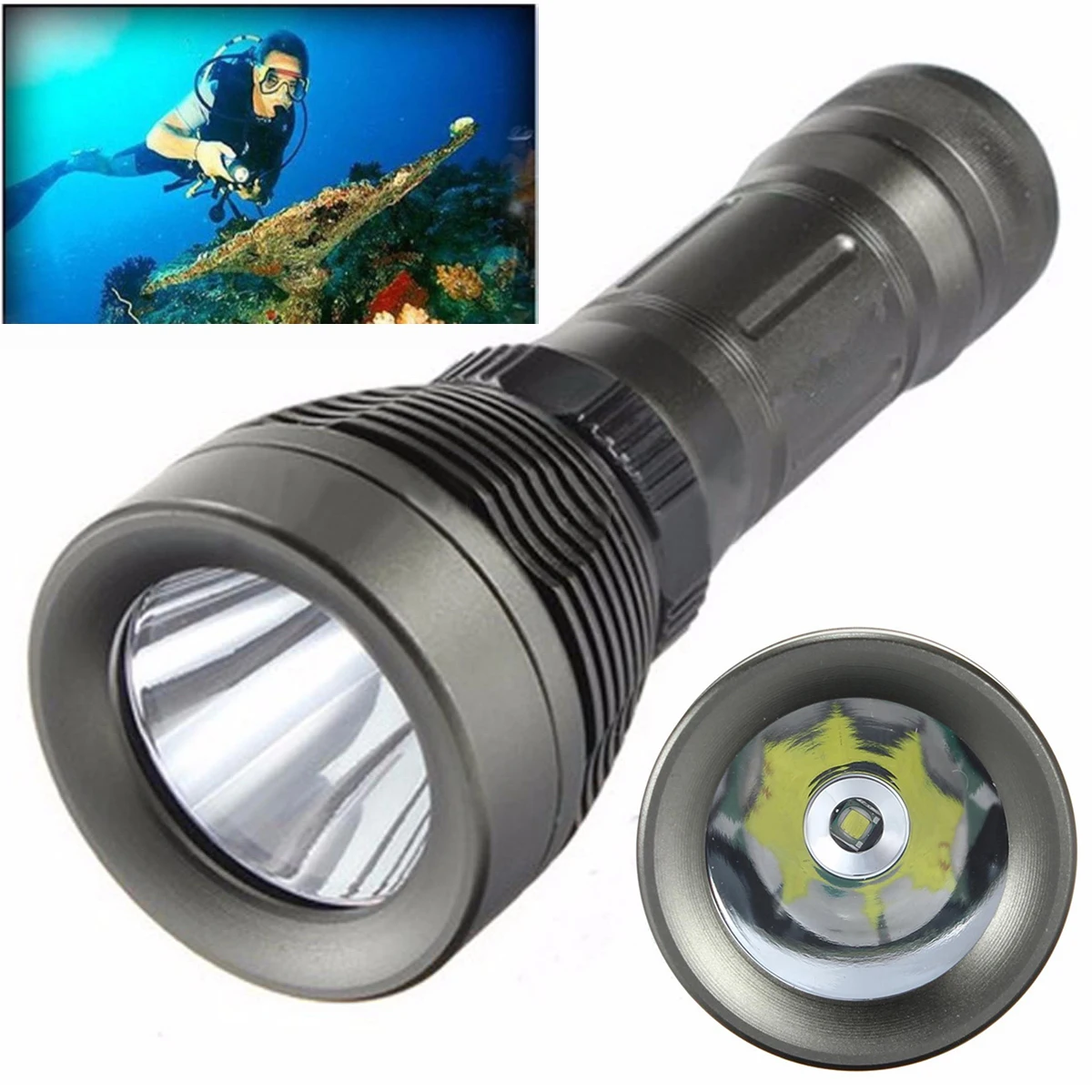 IKVVT 8000 Люмен подводный T6 светодиодный фонарик для дайвинга фонарь для подводного плаванья свет 80 м