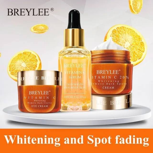 

BREYLEE Vitamin C Whitening Set Face Serum Eyes Cream Facial Cream Remove Dark Circles Fade Freckles Spots Melanin Skin Care