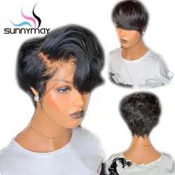 Sunnymay 130% короткие Синтетические волосы на кружеве парики с ребенком волнистые волосы бразильский парики Remy Glueless Синтетические волосы на