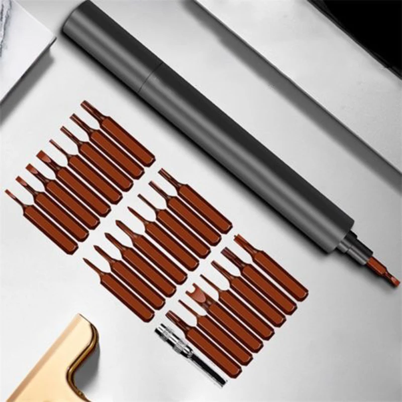 

Multifunction Mini Rechargeable Electric Screwdriver Set +24Pcs Screwdriver Bits