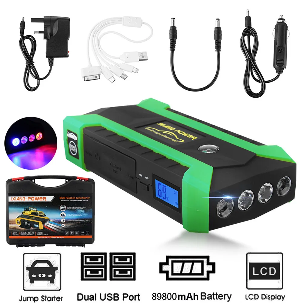 89800mAh High Power Car Jump Starter 12V 4USB Portable Starting Device Power Bank Car Charger For Car Battery Booster Buster