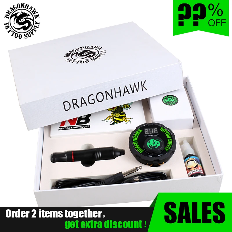 Koop Professionele Tattoo Rotary Pen Tattoo Kit Machine Merk Inkt Set Mini Power Naalden Tattoo Supplies
