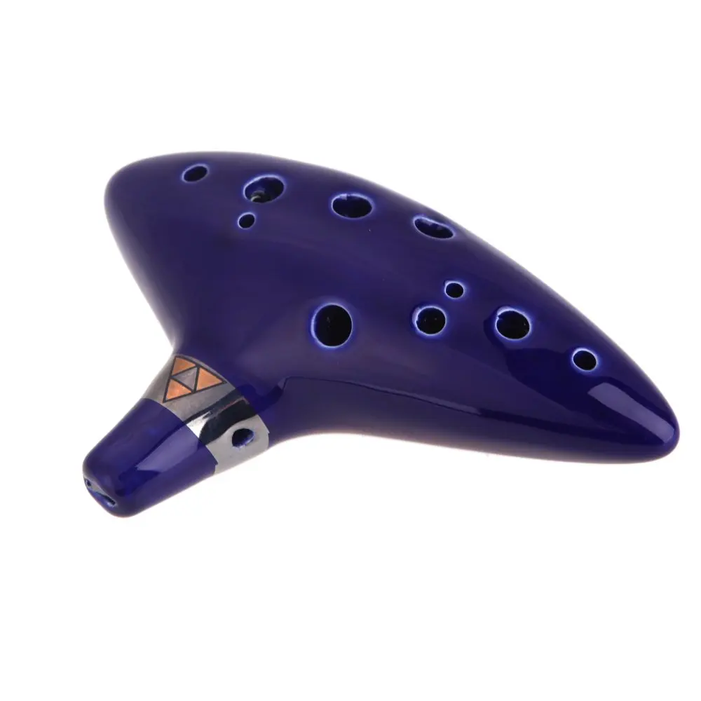 

12 Hole Ceramic Ocarina Alto C Vessel Flute Wind Musical Instrument Legend of Zelda with Gig Bag Music Score Blue