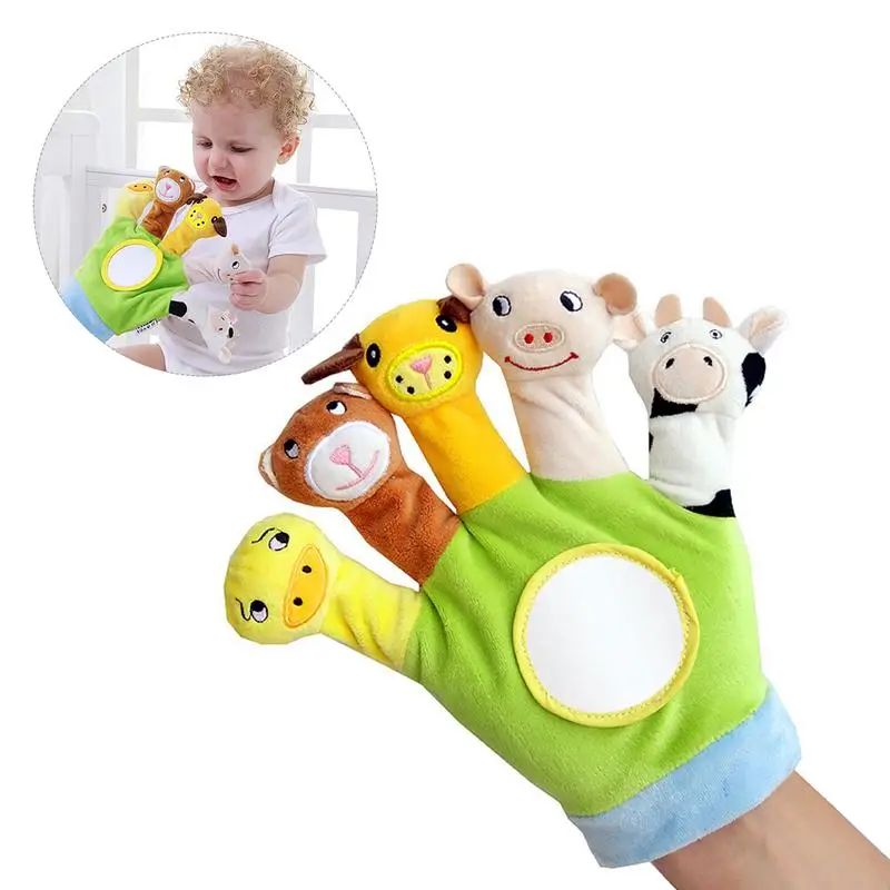 

Glove Cartoon Animal Finger Plush Toys On Fingers Biological Children Baby Doll Kids Educational Hand Puppets Toy
