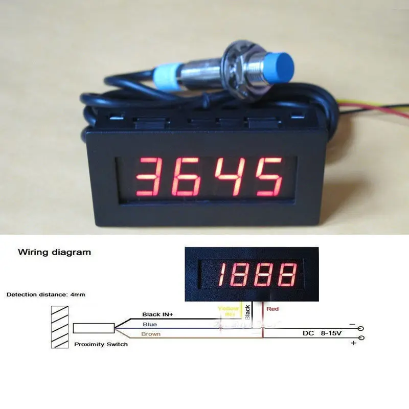 Цифровой светодио дный светодиодный удар Тахометр RPM скорость метр 5-9999 об./мин../Тахометр + зал датчик приближения сенсор 12 В в 8-В 15 в красный