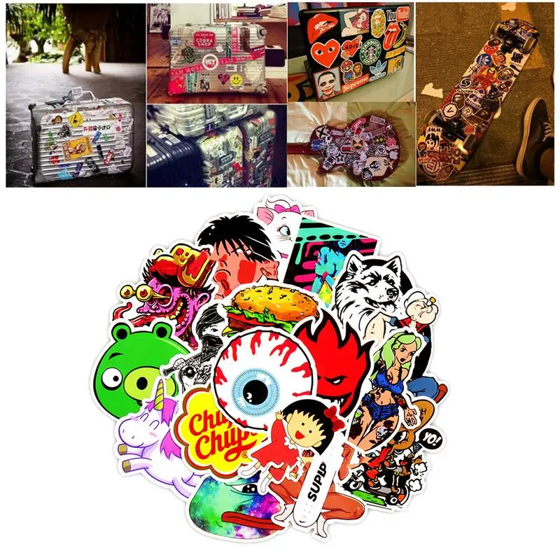 500pcs/pack Mixed Cartoon Classical Toy Stickers for Car Bike Motorcycle Laptop Travel Luggage Cool Funny Sticker Bomb Decals