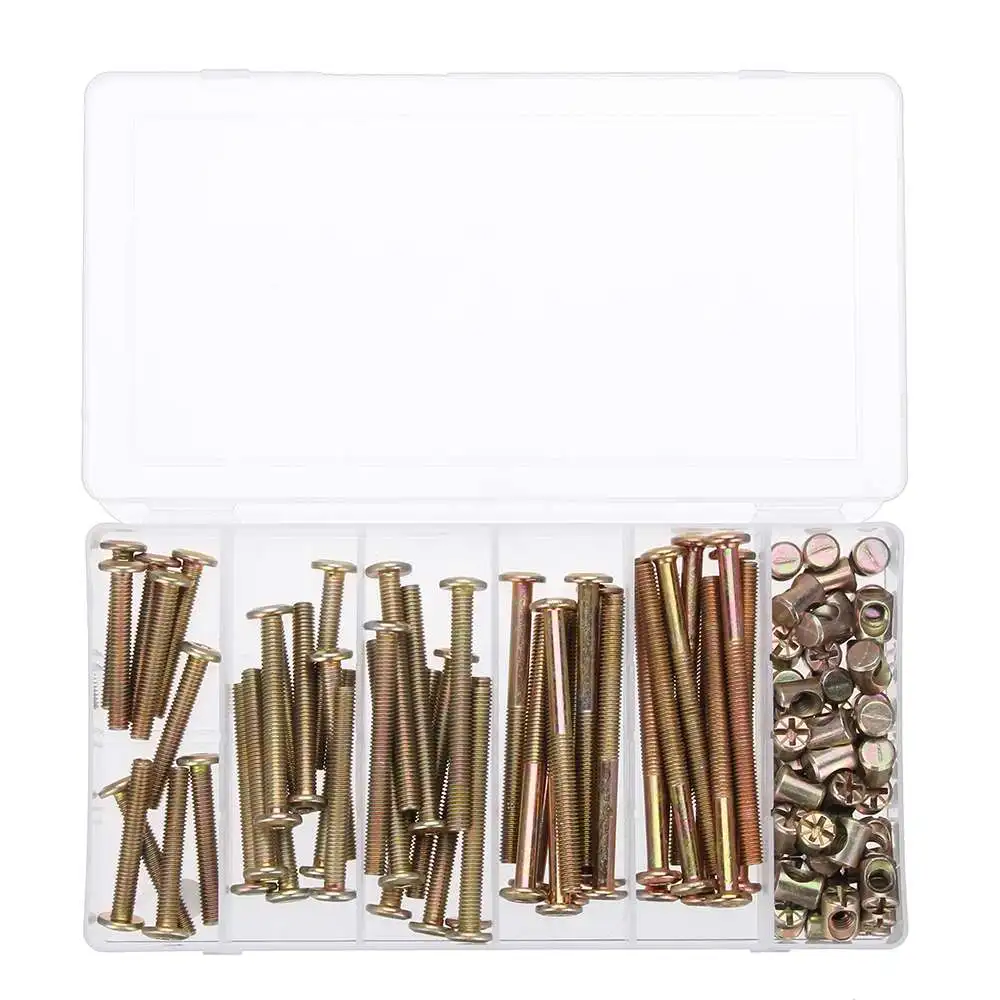 100Pcs M6 Zinc Plated Hex Socket Head Cap Furniture Screw Bolt Barrel Nut Assorted Kit For Bed Cot Furniture Office Appliance 100Pcs M6 Zinc Plated Hex Socket Head Cap Furniture Screw Bolt Barrel Nut Assorted Kit For Bed Cot Furniture Office Appliance