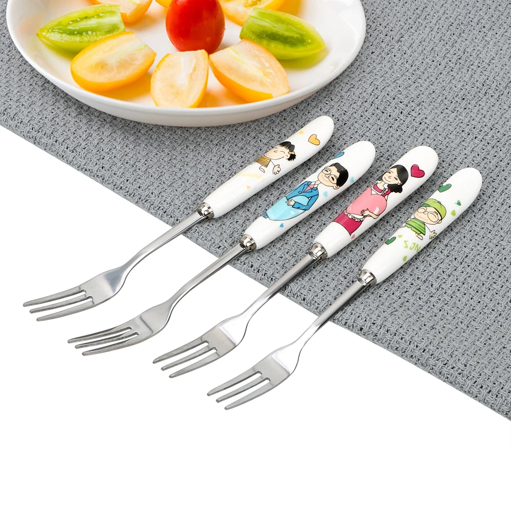 

Food Picks Salad Desert Forks Tableware Stainless Steel For Fruit Cake Dessert Snack Kitchen Tool 1 piece Food Forks Gadgets