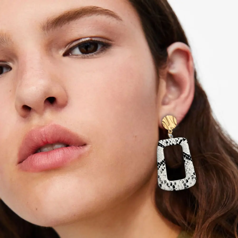 

MESTILO 2019 New Big Geometric Drop Earrings For Women Punk Vintage Oversize Statement Earrings Snake Skin Party Jewelry Gifts