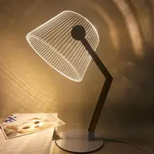 3D эффект стерео видения светодиодный настольная лампа деревянная поддержка акриловый Абажур Светодиодный светильник для гостиной спальни лампа для чтения с usb-разъемом