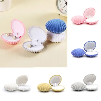 

1 PCS Jewelry Packaging Display Shell Shape Lovely Velvet Wedding Engagement Box Earrings Ring Necklace Jewelry Cute Gift Boxes
