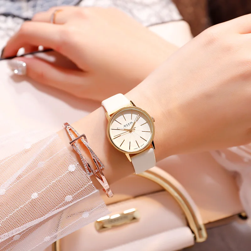

Julius Women's watches for Ladies female Clock Luxury Simple Dial Fashion Water resistant Gift Box Top Special Leather Band