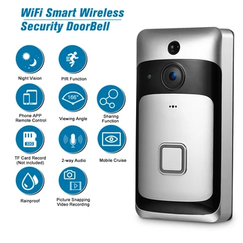 

WiFi Smart Security DoorBell Smart HD 720P Visual Intercom Recording Video Door Phone Remote Home Monitoring Night Vision