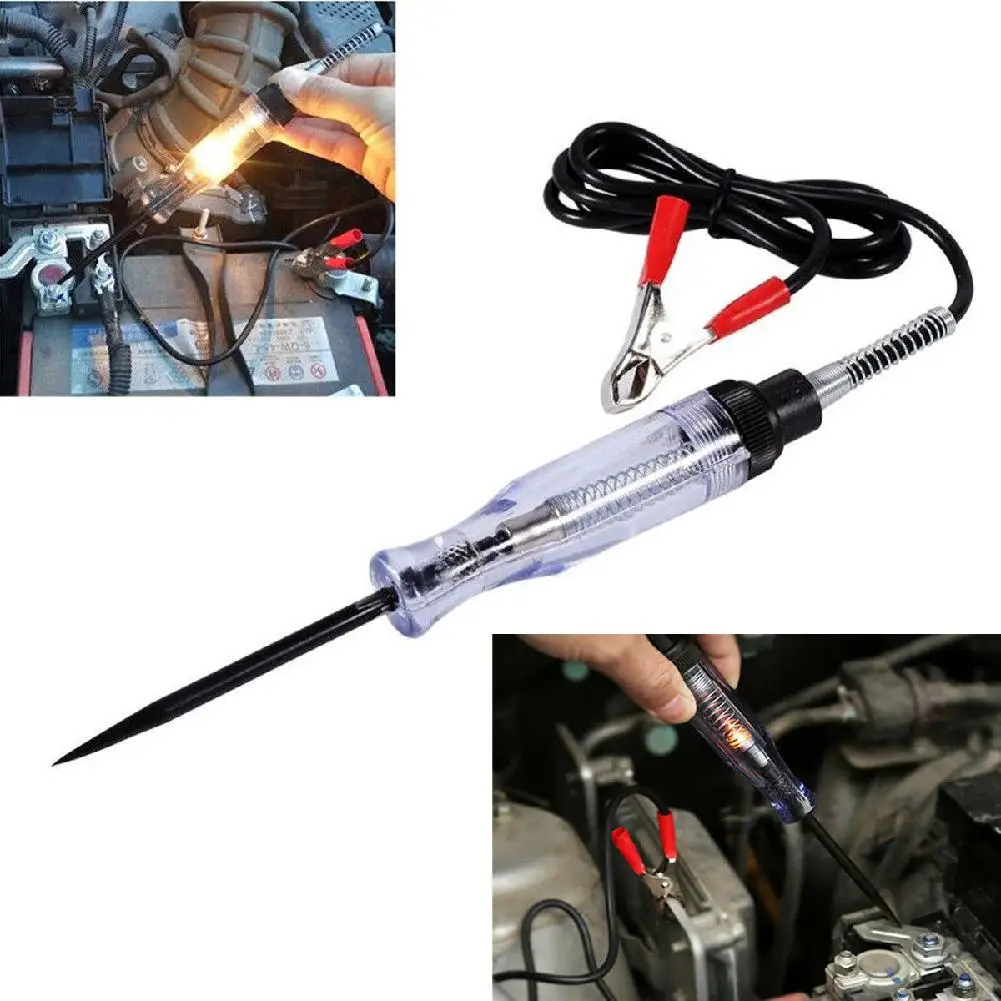 Adeeing DC 6-24V Auto Car Light Circuit Tester Lamp Voltage Test Pen Detector Probe 1.2M Black + Transparent | Инструменты