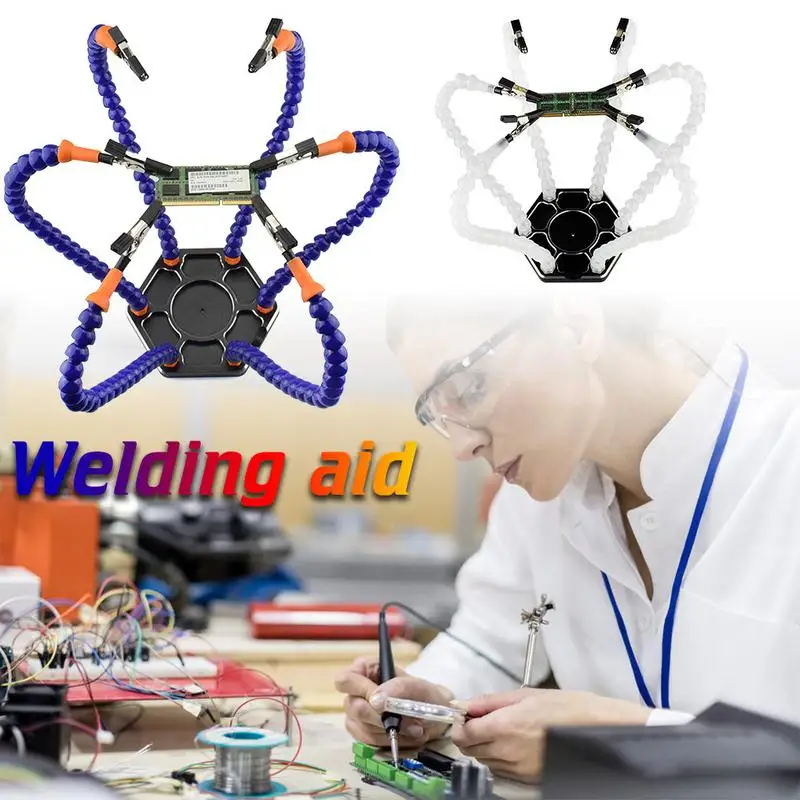 

Multi-function Aluminum Alloy Welding Aid Platform Auxiliary Tool For Welding Iron With 6 Flexible Welded Circuit Board Holder
