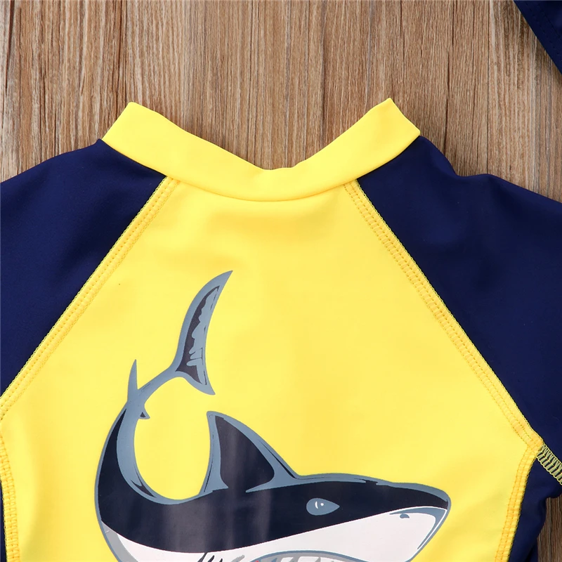 الأزرق القرش واحد قطعة ملابس السباحة الأولاد ملابس السباحة قصيرة الأكمام الكرتون الأطفال الاستحمام دعوى للطفل الفتيان الطفل تصفح ملابس سبا...