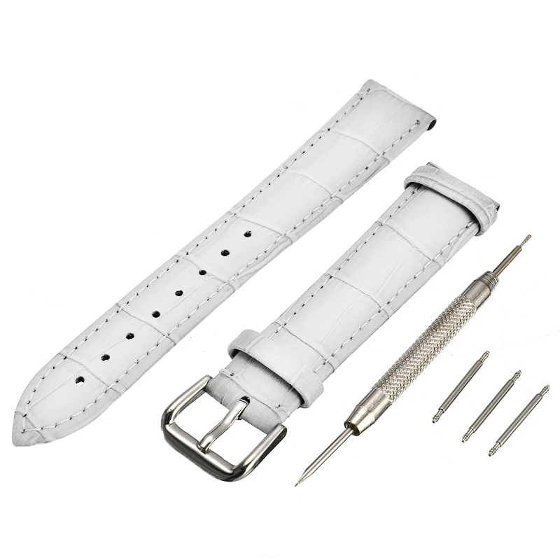 

Wrist Watches Band Watch Strap Genuine Leather Watchband With Pin Tools Women/Men Blue/Pink/Red/White 14/15/16/17/18/19/20mm