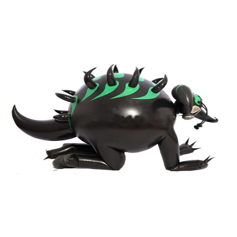 

Latex Bodysuit Rubber Mysterious Organism Black and Green Catsuit Double layer Suit Size XXS-XXL