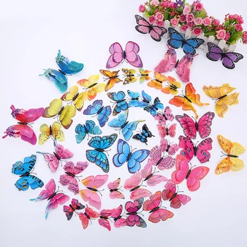 

12pcs 3D Butterflies Wall Stickers for Kids Rooms Bedroom Living Room Decoration PVC Butterfly decor DIY Fridge Magnet Sticker