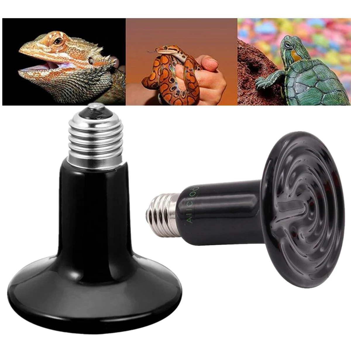 

Brooder Incubator Poultry Terrarium Temperature Control Tools 50-200W Ceramic Infrared Light Heating Lamp Emitter Reptiles Black