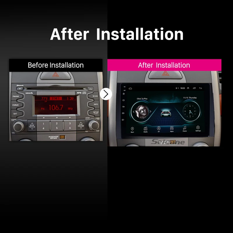 Clearance Seicane 9 inch Touch Screen radio Android 8.1 Bluetooth Car Stereo GPS Navi For 2008-2016 KIA Borrego with Mirror Link WIFI AUX 5