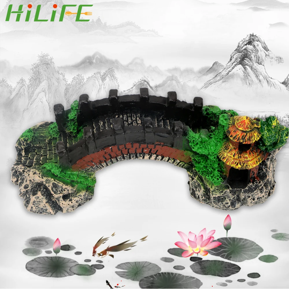 HILIFE Aquarium Decoration Fish Tank Bridge 1PC Tree For Ornament Decors Landscape Ornaments Pavilion | Дом и сад